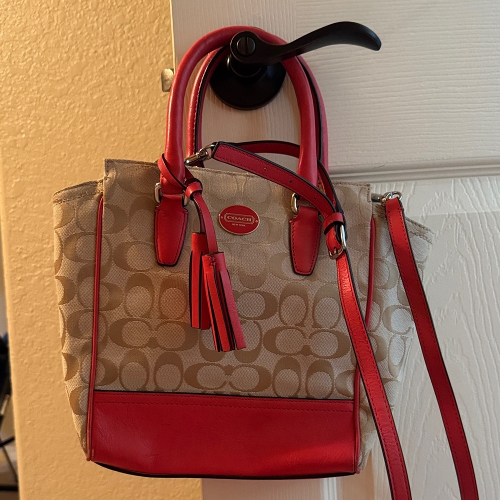 Coach Orange and Tan Women's Handbag
